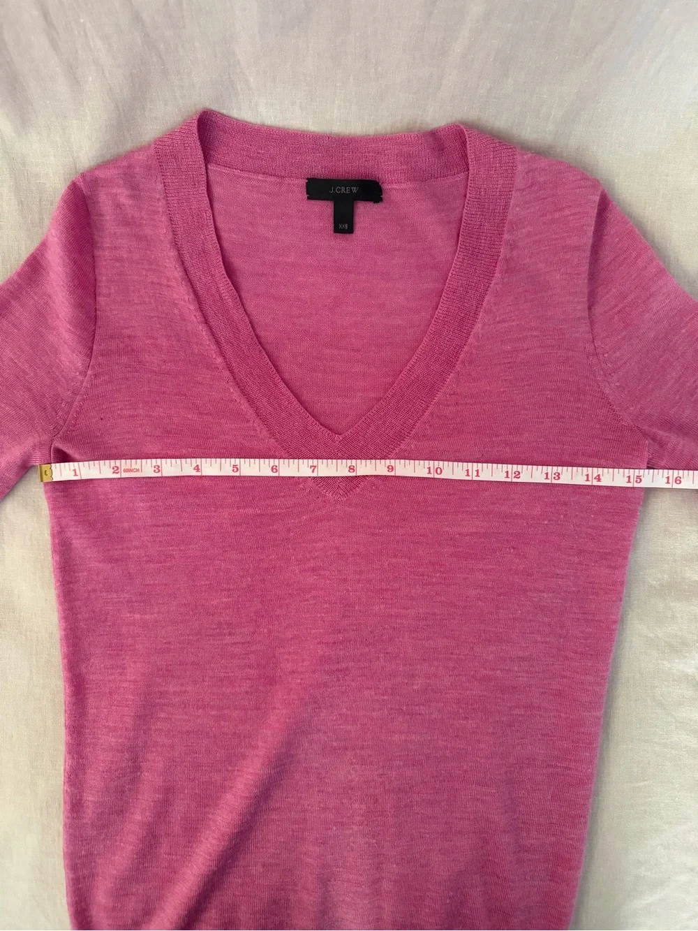 J. Crew V-Neck Merino Wool Sweater in Beautiful Thulian Pink